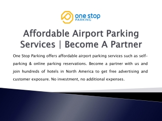 Affordable Airport Parking Services | Become A Partner