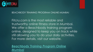 Beachbody Training Program Online Mumbai  Fitcru.com