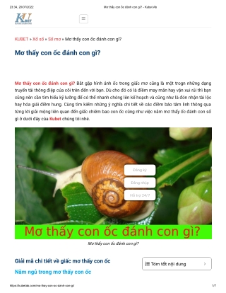 Mơ thấy con ốc đánh con gì_ - Kubet Ab