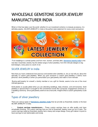 WHOLESALE GEMSTONE SILVER JEWELRY MANUFACTURER INDIA