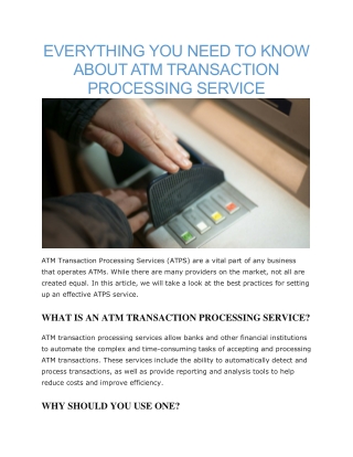 atm transaction processing services