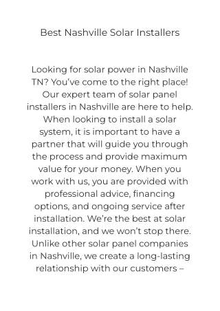 Best Nashville Solar Installers