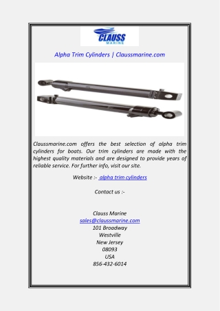 Alpha Trim Cylinders  Claussmarine.com