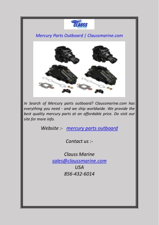 Mercury Parts Outboard  Claussmarine.com