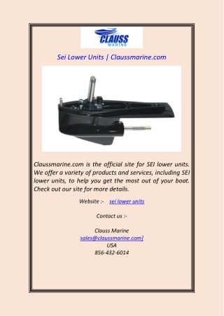 Sei Lower Units  Claussmarine.com