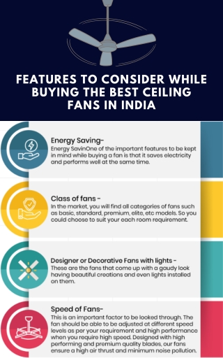 Features of a ceiling fan