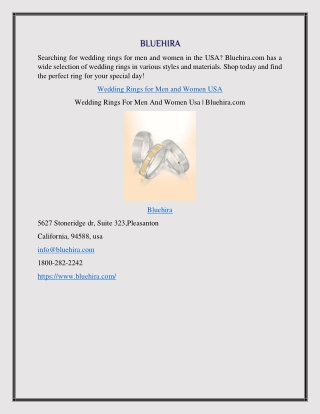 Wedding Rings For Men And Women Usa  Bluehira.com