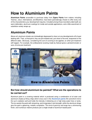 How to aluminium paints.