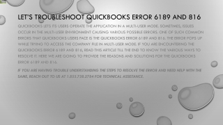 Simple method to fix QuickBooks Error 6189 and 816 instantly