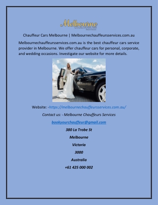 Chauffeur Cars Melbourne  Melbournechauffeursservices.com