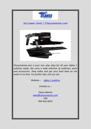 Alpha 1 Outdrive  Claussmarine.com