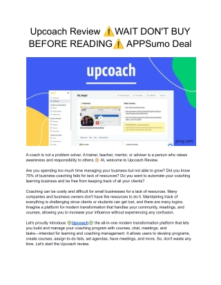 Upcoach Review [Shocking Insider] APPSumo Deal Read More