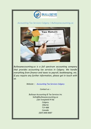 Accounting Tax Services Calgary  Bullseyeaccounting.ca