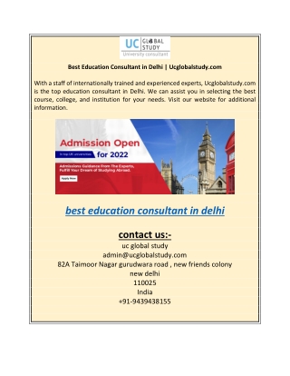 Best Education Consultant in Delhi | Ucglobalstudy.com