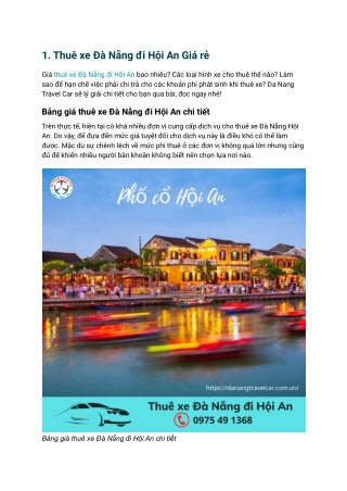 Xe đi hội an giá rẻ