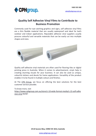 Quality Self Adhesive Vinyl Films to Contribute to Business Promotion