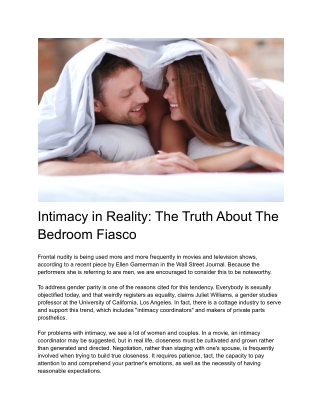 Intimacy in Reality The Truth About The Bedroom Fiasco