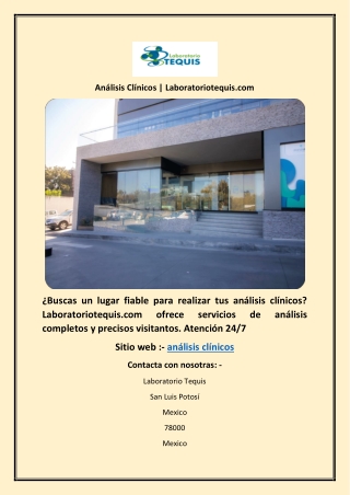 Análisis Clínicos | Laboratoriotequis.com