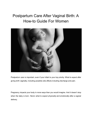 Postpartum Care After Vaginal Birth_ A How-to Guide For Women