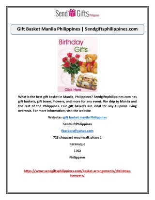 Gift Basket Manila Philippines | Sendgiftsphilippines.com