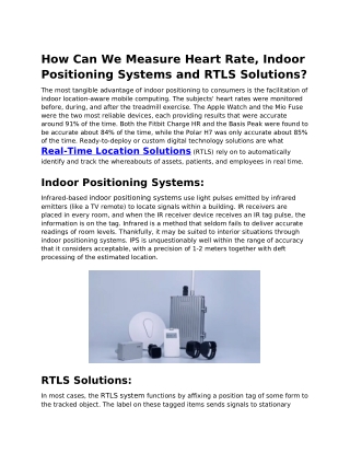 Measure Heart Rate, Indoor Positioning Systems With UbiTrack Equipment