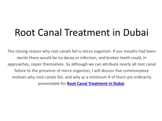 Root Canal Treatment Dubai