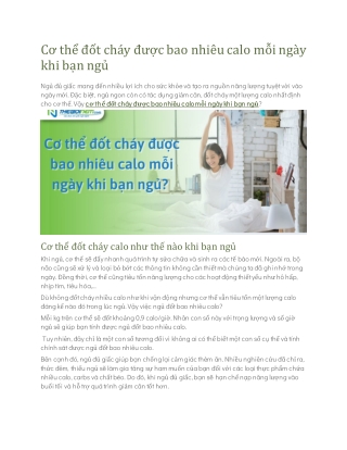 Cơ thể đốt cháy được bao nhiêu calo mỗi ngày khi bạn ngủ