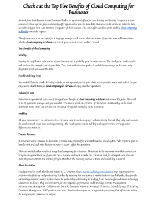 Check out the Top Five Benefits of Cloud Computing for Businesses