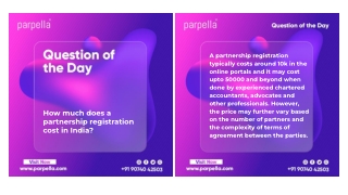 How much does a partnership registration cost in India?