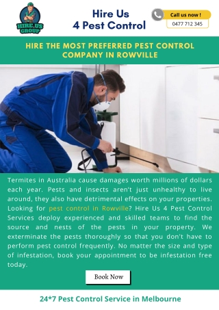 Hire The Most Preferred Pest Control Company In Rowville