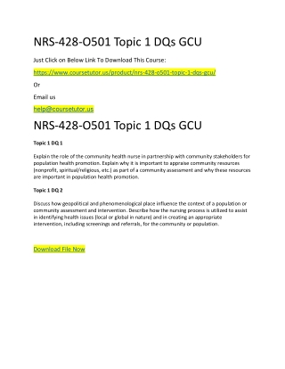 NRS-428-O501 Topic 1 DQs GCU