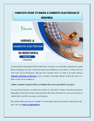 Complete guide to hire a domestic electrician in Berowra