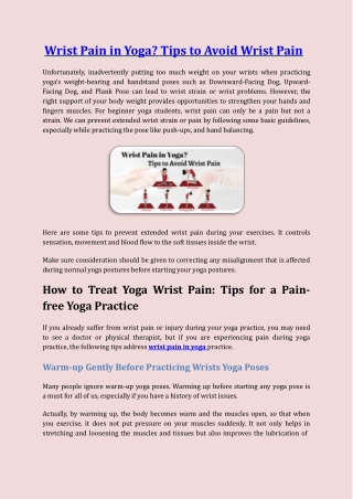 Wrist Pain in Yoga? Tips to Avoid Wrist Pain