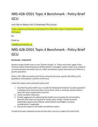 NRS-428-O501 Topic 4 Benchmark - Policy Brief GCU