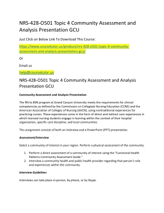 NRS-428-O501 Topic 4 Community Assessment and Analysis Presentation GCU