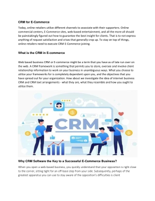 CRM for E-commerce
