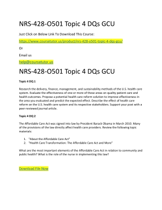 NRS-428-O501 Topic 4 DQs GCU