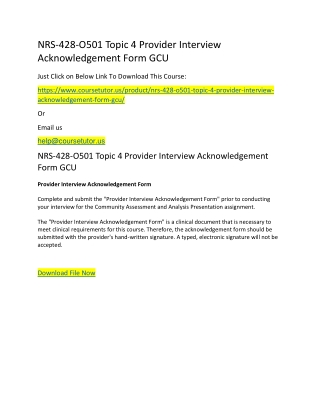 NRS-428-O501 Topic 4 Provider Interview Acknowledgement Form GCU