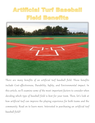 Artificial Turf Baseball Field Benefits