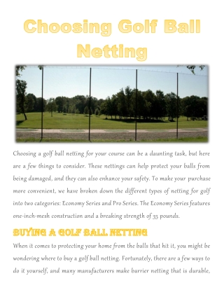 Choosing Golf Ball Netting