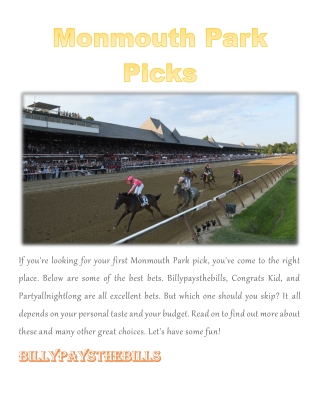 Monmouth Park Picks