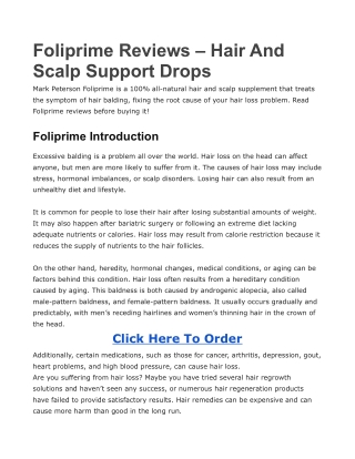 Foliprime Reviews – Hair And Scalp Support Drops