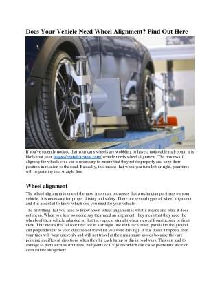 Does Your Vehicle Need Wheel Alignment Find Out Here