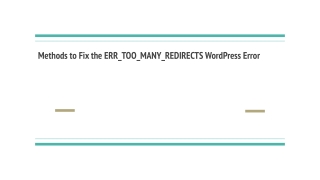 Fix the ERR_TOO_MANY_REDIRECTS WordPress Error