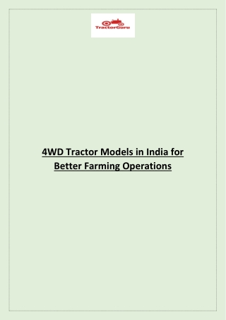 4WD Tractor Models in India for Better Farming Operations