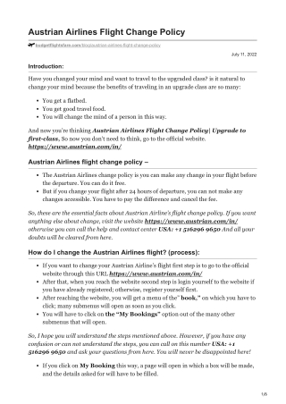 Austrian Airlines Flight Change Policy