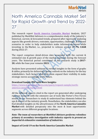North America Cannabis Market Set for Rapid Growth and Trend by 2022-27