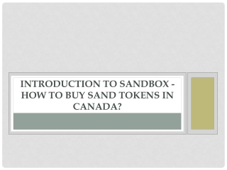 Introduction To Sandbox - How To Buy SAND Tokens In Canada?