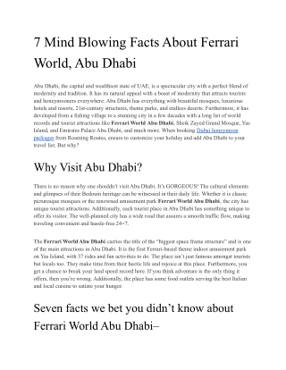 7 Mind Blowing Facts About Ferrari World, Abu Dhabi