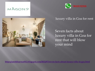Seven facts about luxury villa in Goa for rent that will blow your mind